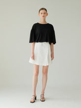 Relaxed Fit Cotton Top with Gathered Sleeves and Soft Round Neckline for Effortless Styling