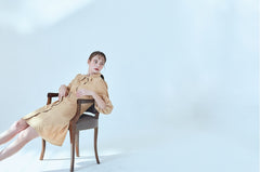 Button-Front Linen Shirt Dress With Puff Sleeves And Tailored A-Line Silhouette