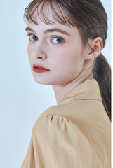 Button-Front Linen Shirt Dress With Puff Sleeves And Tailored A-Line Silhouette