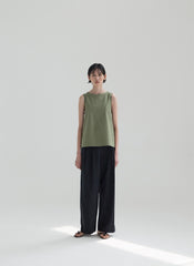Sleeveless Linen Top with Back Tie Detail and Relaxed Fit for Effortless Summer Style