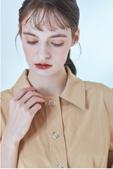 Button-Front Linen Shirt Dress With Puff Sleeves And Tailored A-Line Silhouette