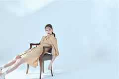 Button-Front Linen Shirt Dress With Puff Sleeves And Tailored A-Line Silhouette