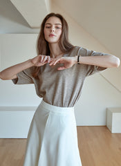 Soft Cotton V-Neck Top With Relaxed Sleeves And Minimalist Fit For Effortless Everyday Elegance