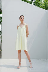 Sleeveless A-Line Linen Dress with Wide Straps and Flowy Silhouette for Warm Weather