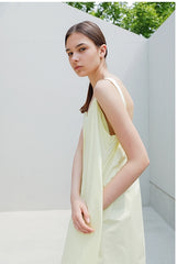 Sleeveless A-Line Linen Dress with Wide Straps and Flowy Silhouette for Warm Weather