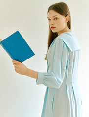 Elegant Linen Midi Dress with Button Front and Soft Tie Collar for Refined Daywear