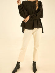 Tailored Straight-Leg Linen Pants with High Waist and Seam Detailing for Effortless Chic Style