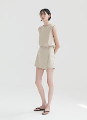 Sleeveless Linen Top with Tie-Back Detail and Relaxed Fit for Lightweight Summer Style