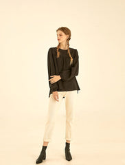 Tailored Straight-Leg Linen Pants with High Waist and Seam Detailing for Effortless Chic Style