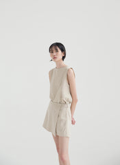 Sleeveless Linen Top with Tie-Back Detail and Relaxed Fit for Lightweight Summer Style