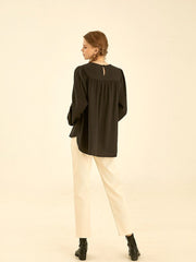 Tailored Straight-Leg Linen Pants with High Waist and Seam Detailing for Effortless Chic Style