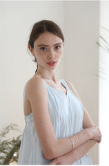 Sleeveless A-Line Linen Dress with Wide Straps and Flowy Silhouette for Women