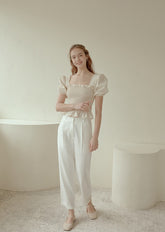 Tailored High-Waisted Linen Pants with Straight-Leg Fit and Crisp Pleats for Effortless Elegance