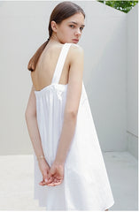 Sleeveless Flared Linen Dress with Wide Straps and V-Neckline – Lightweight Summer Style