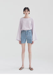 Relaxed Fit Linen Blouse with Flowy Long Sleeves and Soft Textured Finish for Effortless Elegance