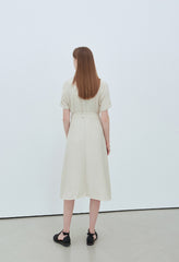 Sleeveless Midi Linen Dress with Adjustable Shoulder Ties and Waist Belt