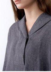 Women's Long Sleeve Linen Blouse – Wide Collar Pullover Top with Relaxed Silhouette and Soft Drape
