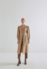 Classic Button-Down Long Sleeve Linen Dress with Waist Tie and Tailored Collar