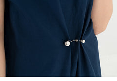 Sleeveless Asymmetric Midi Dress in Lightweight Linen with Draped Front Detail