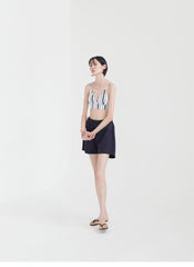 High-Rise Elastic Waistband Linen Shorts for Women With Relaxed Fit and Breathable Fabric