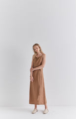 Elegant Sleeveless Belted Midi Linen Dress for Women – Summer Lightweight Casual Style