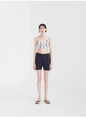 High-Rise Elastic Waistband Linen Shorts for Women With Relaxed Fit and Breathable Fabric