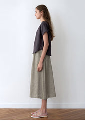 High-Waisted Linen Midi Skirt for Women – Lightweight Natural Fabric with Relaxed Fit