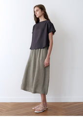 High-Waisted Linen Midi Skirt for Women – Lightweight Natural Fabric with Relaxed Fit