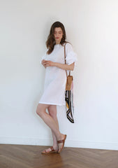 Linen Mini Dress With Ruffled Sleeves And Relaxed Straight Silhouette