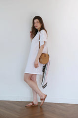 Linen Mini Dress With Ruffled Sleeves And Relaxed Straight Silhouette