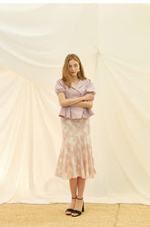 Tailored Linen Wrap Blouse with Puff Sleeves and Side Tie for Feminine Structured Fit