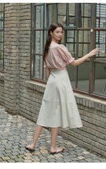 Soft Linen Wrap Blouse with Puff Sleeves and V-Neck – Lightweight Summer Linen Shirt