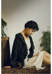 Kristen Linen Cotton Ruffle Top