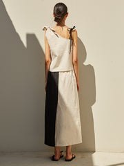 Asymmetrical One-Shoulder Linen Top with Adjustable Ties – Lightweight Summer Blouse