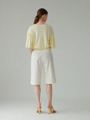 Cotton Poplin Top with Relaxed Fit and Flowy Gathered Sleeves
