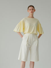 High-Waisted Linen Short With Front Pleats And Tailored Hemline