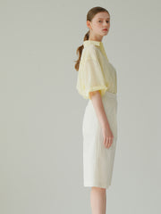 Cotton Poplin Top with Relaxed Fit and Flowy Gathered Sleeves