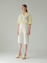 Cotton Poplin Top with Relaxed Fit and Flowy Gathered Sleeves