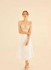 A-Line High Waist Linen Skirt With Clean Seam Detail And Midi Length For Timeless Elegance