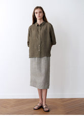 Women's Relaxed Fit Button-Down Linen Shirt with 3/4 Sleeves – Breathable Summer Essential