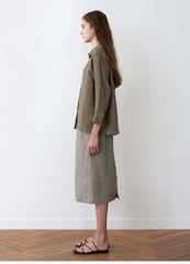 Women's Relaxed Fit Button-Down Linen Shirt with 3/4 Sleeves – Breathable Summer Essential