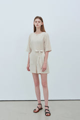 Chic Short Sleeve Linen Jumpsuit with Waist Tie and Pockets for Effortless Summer Style