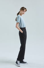 High-Waisted Wide-Leg Linen Pants with Elastic Back and Front Pleats for Effortless Chic