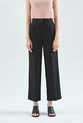 High-Waisted Wide-Leg Linen Pants with Elastic Back and Front Pleats for Effortless Chic