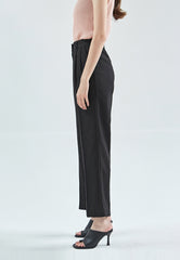 High-Waisted Wide-Leg Linen Pants with Elastic Back and Front Pleats for Effortless Chic