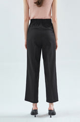 High-Waisted Wide-Leg Linen Pants with Elastic Back and Front Pleats for Effortless Chic