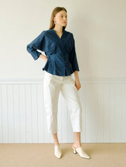 Women's Linen Cropped Pants with High Waist and Straight Leg – Lightweight Summer Trousers