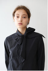 Elegant Linen Blouse with Tie-Neck Detail and Long Sleeves for Refined Everyday Wear