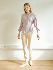 Women's Linen Straight-Leg Pants with High Waist – Lightweight Tailored Trousers for Summer