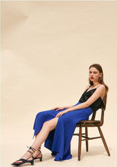 High-Waisted Linen Midi Skirt with Front Slit and Flared Hem for Effortless Summer Elegance